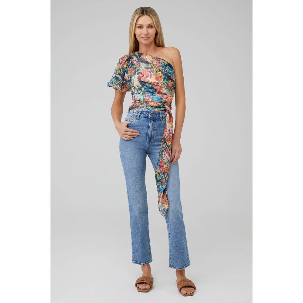 Amanda Uprichard x PYRMD Bexley One Shoulder Top Seville Print Sz. XL